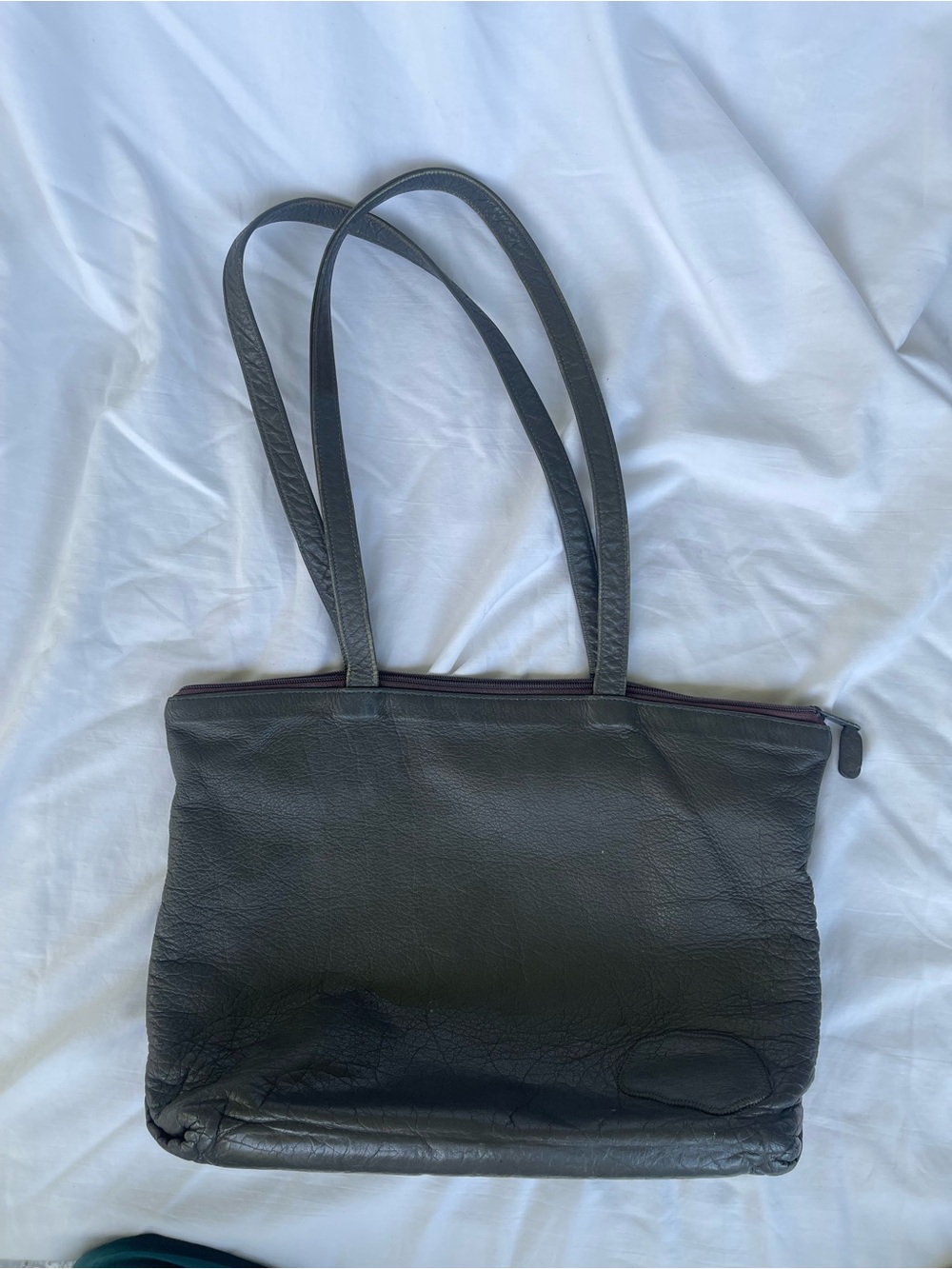 Carlos Falchi Gray Leather Shoulder Tote